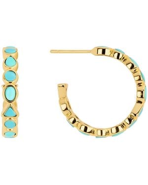 Macy's Gold-plated Howlite Turquoise Geometric Hoop Earrings - Metallic