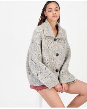 And Now This Now This Pointelle Button Front Cardigan Macys Exclusive - Gray