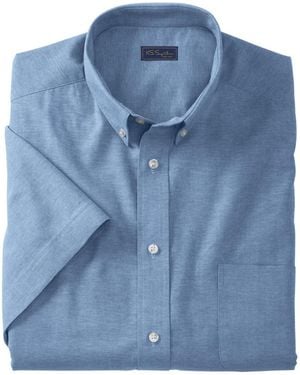 Kingsize Big & Tall Wrinkle-free Short-sleeve Oxford Dress Shirt - Blue
