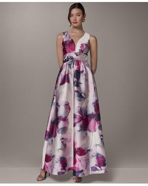 Donna Karan Petite Sleeveless V-neck Ball Gown - Purple