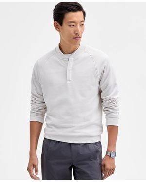 Alfani Long Sleeve Quarter-snap French Terry Sweatshirt - White