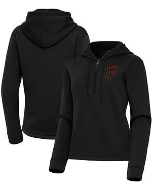 Antigua San Francisco Giants Contemporary Quarter-zip Hoodie - Black