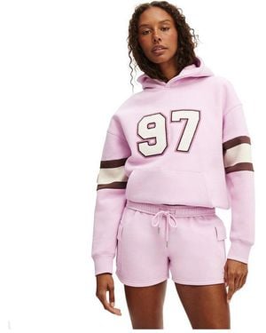 Cotton On Active Plush Premium Graphic Hoodie - Pink
