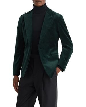 Reiss Velvet Tailored-fit Single-breasted Blazer - Blue