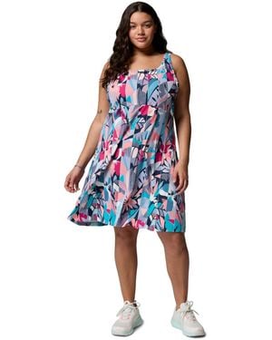 Columbia Pfg Plus Size Active Printed Freezer Iii Dress - Blue