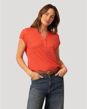 Cable & Gauge Embroidered Henley Crinkle Tee