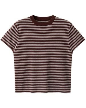 Mango Short-sleeved Ribbed Sweater - Purple