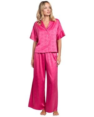 Linea Donatella Sleepwear Hot Kiss Satin Pajama Set - Pink