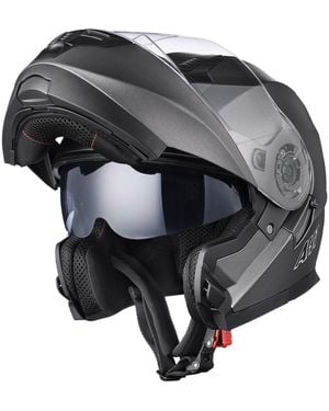 Ahr Run-m3 Modular Flip Up Helmet Full Face Dual Visor Dot Motorcycle Bike S - Black