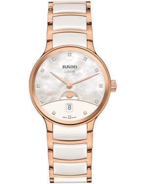 Rado Centrix Moonphase Swiss Quartz Stainless Steel And Ceramic Bracelet Watch - Metallic