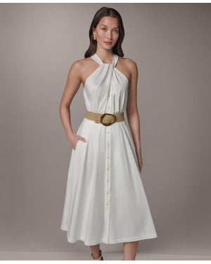 Donna Karan Halter Neck Midi Dress - Gray