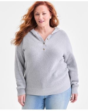 Style & Co. Plus Size Cotton Resort Hoodie - Gray