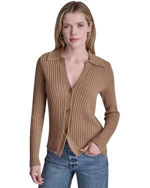 DKNY Long-sleeve Polo Cardigan - Blue