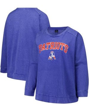 Profile New England Patriots Acid Wash Raglan Pullover Sweatshirt - Blue