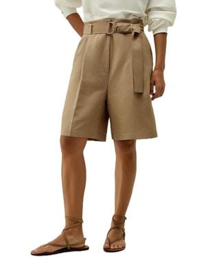 LILYSILK Chic Silk-linen Blend Bermuda Shorts - Natural