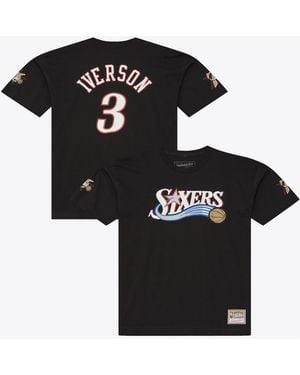 Mitchell & Ness Allen Iverson Philadelphia 76ers Hardwood Classics Name Number Classic T-shirt - Black
