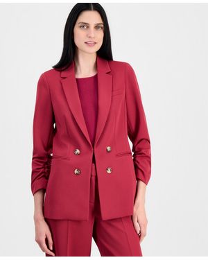 Tahari Faux Double-breasted Jacket - Red