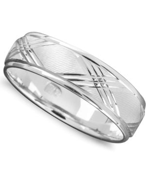 Macy's Men's 14k White Gold Ring, X Engraved Band (size 6-13) - Multicolor