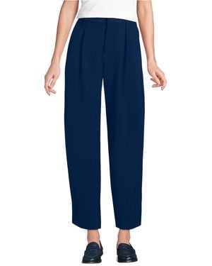 Lands' End Crepe High Rise Pleated Barrel Leg Ankle Pants - Blue
