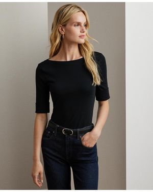 Ralph Lauren Stretch Boatneck Top Pxs 3x - Black