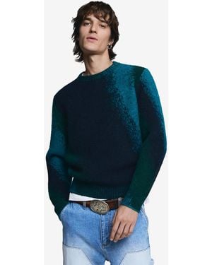 Desigual Jacquard Splatter Sweater - Blue