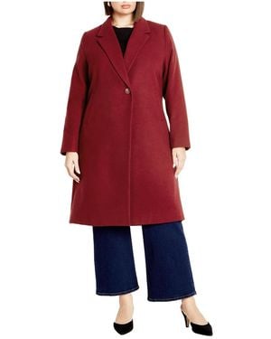 City Chic Plus Size Effortless Chic Coat - Red