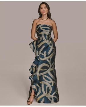 Donna Karan Metallic Print Strapless Gown - Multicolor