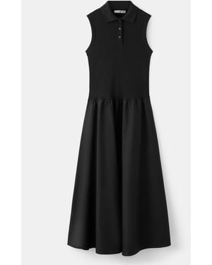 Mango Polo Collar Mixed Dress - Black