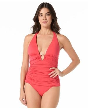 Carmen Marc Valvo Shir Halter Tankini Top - Red