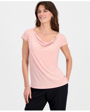 Kasper Cowlneck Cap-sleeve Top - Pink