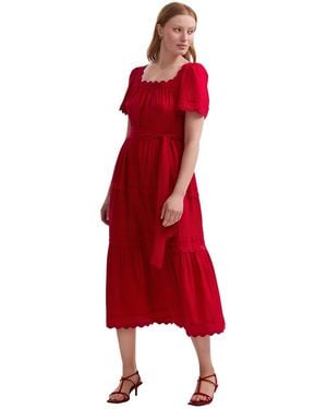 Finery London Corina Cotton Midi Tie Dress - Red