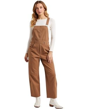 Modenaire Wide Leg Adjustable Overalls - Brown