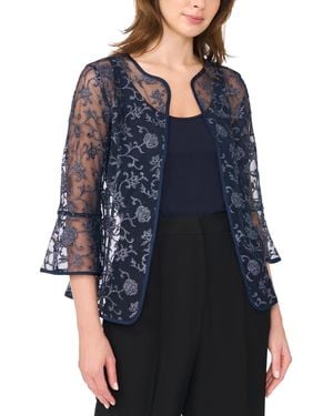 Msk Glitter Lace Jacket And Satin Tank - Blue