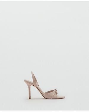 Mango Bow Detail Strappy Heeled Sandals - White