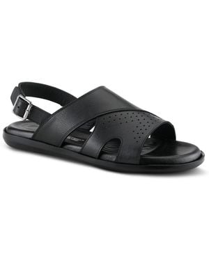 Spring Step Jeff Leather Round-toe Sandals - Black