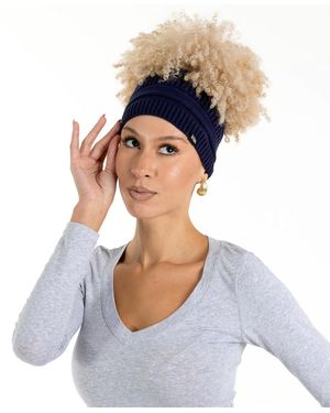 King Apparel Satin-lined Puff Beanie - Blue