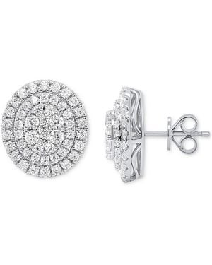 Forever Grown Diamonds Lab Grown Diamond Double Halo Cluster Stud Earrings (2 Ct. T.w. - Metallic