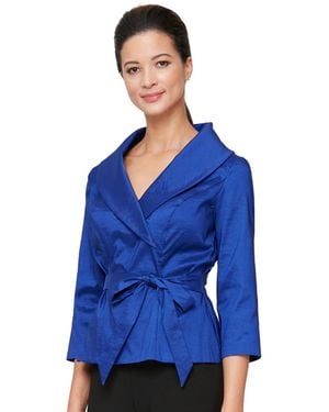 Alex Evenings Petites V-neck 3/4-sleeve Top - Blue