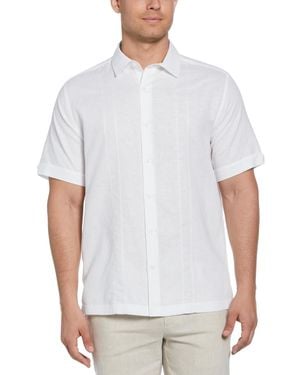 Cubavera Short Sleeve Panel Button-front Linen Camp Shirt - White