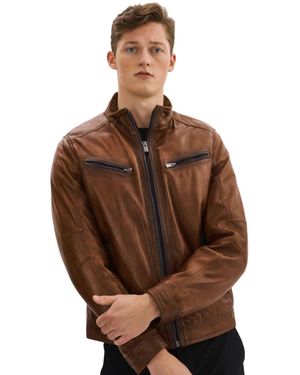 Regency Leathers Gunnar Leather Biker Jacket - Brown