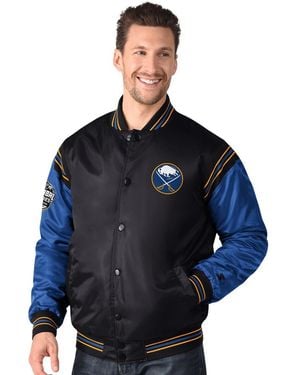 Starter Black Buffalo Sabres 2024 Nhl Global Series Full-snap Varsity Jacket - Blue