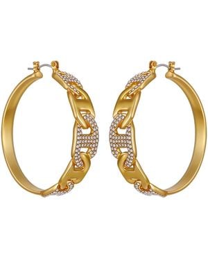 Guess Glass Stone Hoop Earrings (also - Metallic