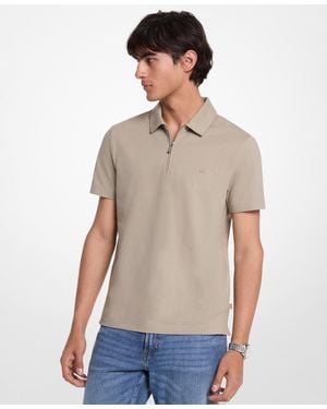Michael Kors Sleek Regular-fit 1/4-zip Pique Polo Shirt - Gray