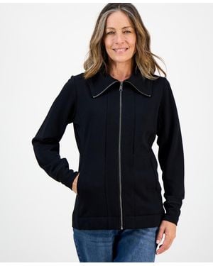 Style & Co. Petite Full-zip Tunic Sweatshirt - Blue