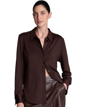 Kenneth Cole Metro Knit Long-sleeve Button-front Shirt - Brown