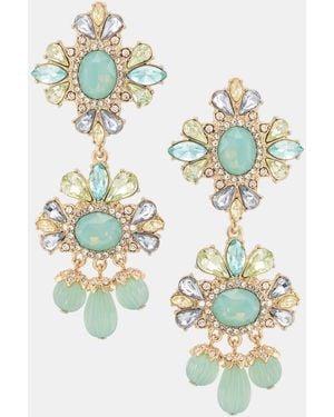 Marchesa Stone Cluster Flower Chandelier Earrings - Blue