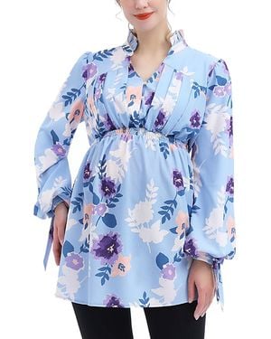 Kimi + Kai Kimi + Kai Maternity Babydoll Nursing Blouse - Blue