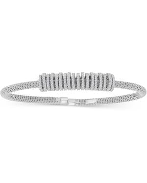 Macy's Cubic Zirconia Rondelle Woven Link Cuff Bracelet - White