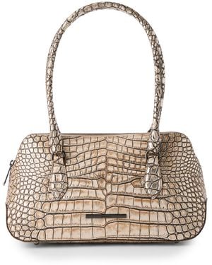 Brahmin Jennifer Shale Medium Leather Satchel Handbag - Metallic