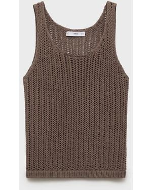 Mango Straps Crochet Top - Brown